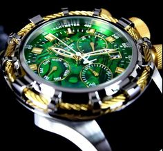 Green Chronograph Watch As Gift, Green Chronograph Watch As A Gift, Designer Green Watches For Formal Occasions, Mens Invicta Watches, Invicta Watches, Long Story, Wristwatch Men, Wrist Watches, Gold Band