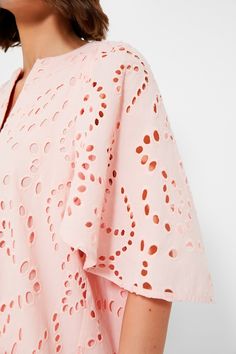 The Pink Salt Eyelet Finley Top is effortlessly chic and a style staple. Updated in a refreshing eyelet fabric, this blouse has a flattering silhouette, oversized flutter sleeves, and a V-neckline. Pair with gold accessories for everything from work to brunch for an effortlessly elevated look. Notched V-neckline Oversized flutter sleeves Boxy fit Eyelet fabric Material: 100% Cotton Care: Hand wash cold, hang to dry Feminine Summer Eyelet Blouse, Spring Eyelet Blouse, Spring Daywear Blouse With Flutter Sleeves, Casual V-neck Eyelet Blouse, Summer Eyelet V-neck Blouse, Spring Feminine Eyelet Blouse, Feminine Eyelet Blouse For Spring, Summer V-neck Eyelet Blouse, Summer V-neck Eyelet Top