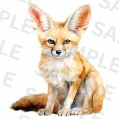 a watercolor painting of a fox sitting down