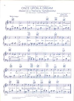 the sheet music for once upon a dream