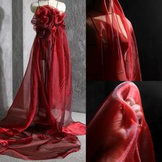 Red Couture Fashion, Blood Jewel Dress, Carrie Costume, Organza Dresses, Sparkle Fabric, Organza Wedding Dress, Jewel Dress, Party Kleidung, Wedding Dress Fabrics