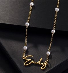 Beautiful personalized pearl gold plated necklace.  Length of the necklace is 50 cm Can be a great gift for any occasion whether its anniversary,  birthday,  mother's day etc. This necklace will get the best reaction! Please write the name you want in the personalized section Elegant Customizable Gold Plated Necklaces, Elegant Customizable Gold Necklaces, Elegant Customizable Gold Plated Name Necklace, Elegant Stainless Steel Necklaces For Personalized Gift, Elegant Stainless Steel Name Necklace As Personalized Gift, Elegant Stainless Steel Name Necklace For Personalized Gift, Elegant Customizable Gold Necklace, Elegant Stainless Steel Nameplate Necklace, Elegant Personalized Stainless Steel Name Necklace