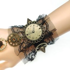 Store Home 丨Health & Beauty 丨Clothing, Shoes & Accessories 丨Crafts 丨Jewelry & Watches 丨Home & Garden 丨Pet Supplies 丨Sporting Goods Lace Steampunk Bracelet Wristband Rings for Halloween Holiday Decoration    Description: Retro. Vintage steampunk gear lace wrist bracelet with gears. Costume Decor. Great for cosplay, magician, at a and so on. Elegant. Made of lace and alloy material,,charming. Role Play Accessory. addition to Halloween, holiday parties or any costume dress up and role play. Gifts. Nice birthday holiday gifts for women girls,etc. Size Chart: Length: Approx.13.5cm/5.31inch Chain: Approx.7cm/2.76inch Package Includes: 1 x Lace bracelet Note: 1. Please allow slightly error due to manual measurement. 2. Due to the difference between different monitors, the picture may not reflect Steampunk Eyepatch, Alt Diy, Steampunk Gloves, Moda Steampunk, Steampunk Party, Steampunk Aesthetic, Steampunk Bracelet, Style Steampunk, Lace Bracelet