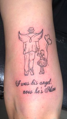 Angel tattoo Rip Tattoos For Dad, Mine Tattoo, Pair Tattoos, Baby Angel Tattoo, Memorial Tattoo Ideas, Rip Tattoo, Tribute Tattoos, Remembrance Tattoos