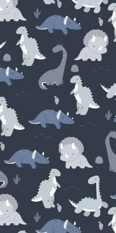 an image of dinosaurs in the dark blue and grey colors with hearts on it's back