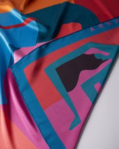 Silk yoga scarf – by Parra USA Yoga Artwork, Silk Yoga, Scarf Print, Stylish Accessories, Silk Scarf, Silk Printing, Hats For Men, Apparel Accessories, Gift Box