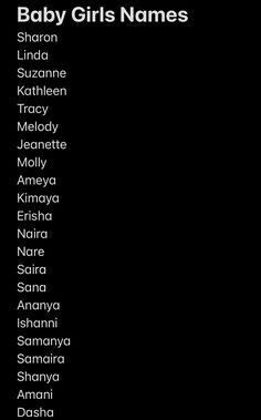 the baby girls names are shown in black