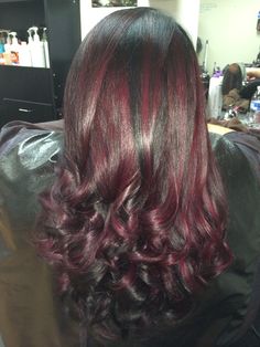 Dark plum/black with ruby/maroon Pretty Poison, Plum Hair, Dark Hair With Highlights