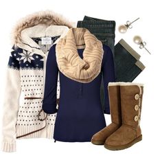 Winter Outfit - Love The Idea. I'd Go For Different Boots Though. Mountain Chic, Snow Day Outfit, Style Lookbook, Womens Clothes, Winter Fun, Look Vintage, Winter Clothes