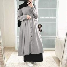 Model Gamis, Dress Gamis, Street Hijab Fashion, Hijab Fashionista, Modest Fashion Hijab, Muslim Outfits Casual, Muslim Fashion Hijab Outfits, Stylish Short Dresses