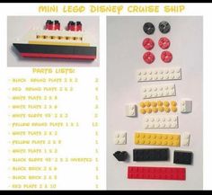 instructions to build a lego disney cruise ship with parts and instructions on how to use them