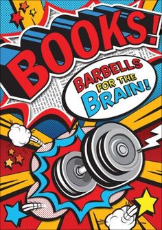 books barbells for the brain book with an image of comic characters on it