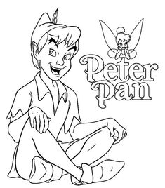 peter pan coloring page with peter pan and tinkerbell