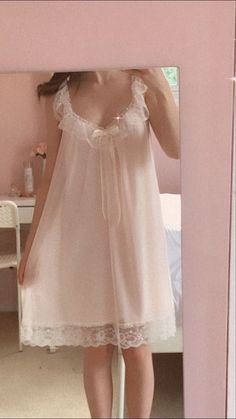 Babydoll Dress Nightwear, Dollete Aesthetic, Cute Nightgowns, Night Gown Dress, Pajama Dress, Night Dress For Women, Dress Aesthetic