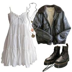 -𝓶𝓸𝓸𝓷𝓵𝓲𝓰𝓱𝓽 Cas Concert Outfit Ideas, Cigarettesaftersex Concert Outfit Ideas, Juno Inspired Outfits, Cigarettesaftersex Band Aesthetic Outfit, Cas Outfit Concert, White Dress Leather Jacket, Cas Concert Outfit, Cigarettesaftersex Concert Outfit, Hozier Outfit