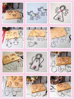 a collage of photos showing various items made out of cookie cutters and paper