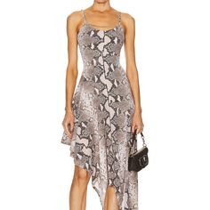 Stella Mccartney Snakeskin Snake Python Dress With Chain Strap Italian Size 40 Fits Like A 4 -6 Small New Without Tags Never Worn Retails For $1850 Chain Dress, Casual White Dress, Python Print, Savile Row, Asymmetrical Hem, White Casual, Asymmetric Hem, Dress White, Her Style