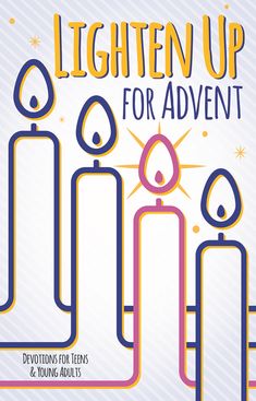 the cover of lighten up for adventure, with three candles and stars in the background