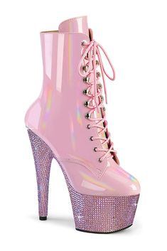 BEJEWELED-1020-7 Pink Patent Ankle Boot-Ankle Boots-Pleaser-Pink-10-Patent-SEXYSHOES.COM Neon Heels, 7 Inch Heels, Single Sole Heels, High Heel Stiefel, Pleaser Shoes, Gogo Boots, Rhinestone Heels, Platform Ankle Boots, Pink Rhinestones