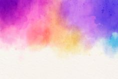 an abstract watercolor background with purple, blue and yellow colors on the bottom right corner