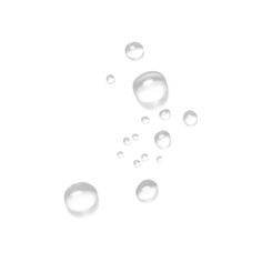 several bubbles are floating in the air on a white background