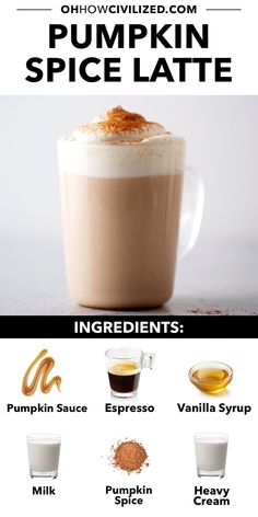 pumpkin spice latte recipe with ingredients to make it in the microwave and on the stove