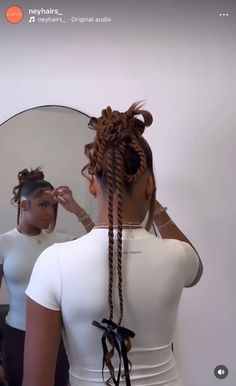 Editorial Braids Hairstyles, Jumbo Braids In A Bun, Braids With Puffs At The End, Looped Braids, Braided Ponytail Hairstyles Natural Hair, Bubble Hairstyle Black Women, Black Elegant Hairstyles, Slicked Hairstyles For Black Women, Double Braided Ponytail Black Hair