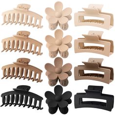 PRICES MAY VARY. ONE SIZE FITS ALL: Clips are made of sturdy & matte plastic materials and strong metal spring. They are flexible, durable,easy to use and hard to break. Large size are perfectly suitable for your thick/normal thin/spars /fine/straight smooth hair NON SLIP: The powerful metal spring and the interlocking teeth design allows it to strong hold your hair firmly and create any hairstyle you want. These claw clips are non-slip, so you can be assured that your hair will stay put. NEUTRA Dunner Wordend Haar, Birthday Accessories, Thick Curly Hair, Hair Clamps, Hair Claw Clips, Claw Hair Clips, Floral Squares, Hair Claws