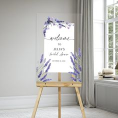 an easel with a sign that says welcome to julia's and lavenders