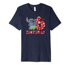 a birthday shirt with an image of stitchy and the number five on it's chest