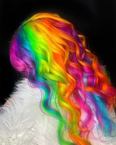 Neon Rainbow Hair Color Ideas, Hair Wishlist, Rainbow Hair Color Ideas, Pride Hair, Goth Hairstyles, Colour Magic, Wigs Collection