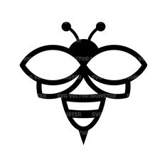 a black and white drawing of a bee