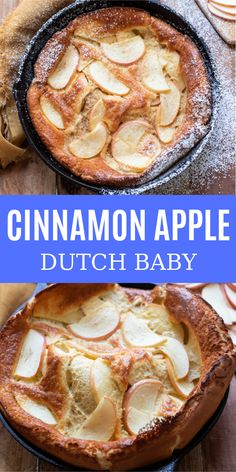 cinnamon apple dutch baby in a cast iron skillet