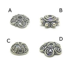 Bali handmade sterling silver wires bead caps, jewelry components, Bali style PRICES FOR 2 PCS Measurement : #A approx 4mm high x 13 mm round #B approx  4mm high x 8 mm round #C approx 4.7mm high x 10.5 mm round #D approx 3.7mm high x 12 mm round Handcrafted sterling silver Bali bead caps are produced by Balinese silversmith Thank You for visiting our shop! Silver Jewelry With Bead Caps For Crafting, Bali Style, Bali Fashion, Handmade Beads, Bead Caps, Handmade Sterling Silver, Sterling Silver Bead, Silver Wire, Star Fashion