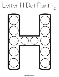 the letter h dot painting worksheet with dots and circles in black and white