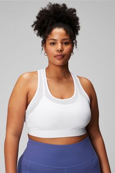 Faye High Impact Sports Bra Fabletics white female Activewear >> Womens >> Sports Bras >> Sports Bra >> High Impact plus Running/Training 4-Way Stretch/Removable Bra Cups/Strappy Designed with a breathable mesh overlay Female Activewear, Womens Sports, High Impact Sports Bra, Mesh Overlay, Sport Bra, Running Training, Bra Cups, Sports Bras, Second Skin