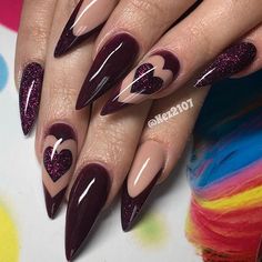 Valentine Nail Designs, Summer Nails Coffin, Nail 2024, Wedding Nails Glitter, Valentine Nail, Spring Nail Ideas, Elegant Nail Designs, Valentine Nail Art, Stiletto Nails Designs