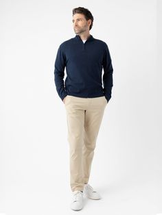 Crafted from a luxurious blend of Merino Wool and Cashmere, our Men's Quarter Zip Sweater offers the perfect combination of lightweight comfort and sophistication. With a timeless quarter-zip design, this year-round sweater is an ideal addition to any modern man's capsule wardrobe. Male Quarter Zip Outfit, Zipper Sweater Outfit, Men Quarter Zip Sweater Outfit, Green Quarter Zip Outfit Men, Quarter Zip Sweater Outfit, Mens Quarter Zip Sweater Outfit, Men’s Quarter Zip Outfit, Mens Quarter Zip Sweater, Men's Capsule Wardrobe