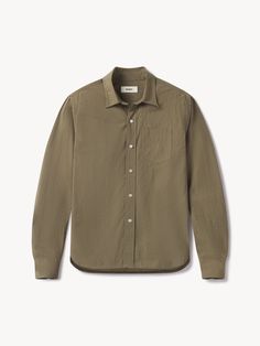 Bay Leaf Mainstay Cotton Shirt - Buck Mason- Modern American Classics Henley Sweater, Polo Long Sleeve, Bay Leaf, Raw Denim, Linen Shop, Shoes With Jeans, Cotton Polo, Suit Shop, Men Winter