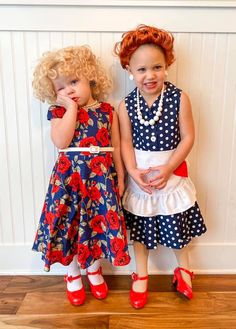 Lucy And Ethel Costumes Kids, Lucy And Ethel Halloween Costumes, Lucy Halloween Costumes, I Love Lucy Costumes, Kid Costumes