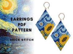 a pair of earrings with the starr sky painted on it and text saying, earrings pdf