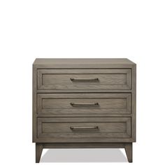 an image of a wooden nightstand with two drawers on one side and three drawers on the other