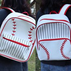 two girls with baseball backpacks on their backs