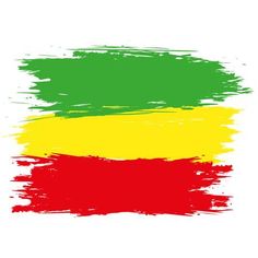 the flag of guinea painted in colors of red, yellow and green with brush strokes