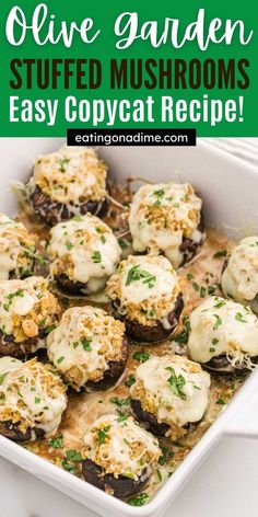 an image of stuffed mushrooms in a casserole dish