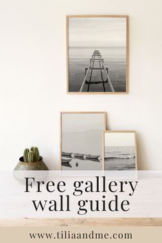 the free gallery wall guide with three pictures on it