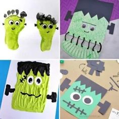 four different halloween crafts for kids to make