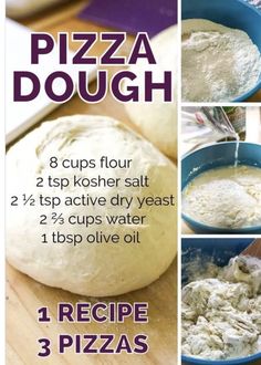 the instructions for making pizza dough are shown