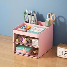 desk drawer storage box Makeup and stationary Organizer roomtery Penyimpanan Makeup, Office Supply Storage, Desk Stationery, Organized Desk Drawers, Pen Organization, Mini Storage, Organize Drawers, Stationery Storage, Stationery Organization