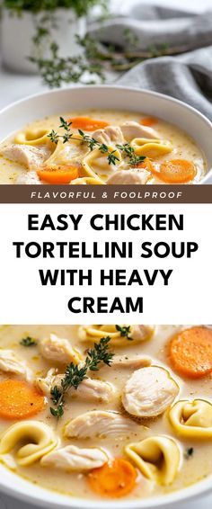 Image for Easy Chicken Tortellini Soup with Heavy Cream Tortellini Soup With Heavy Cream, Soup With Heavy Cream, Easy Chicken Tortellini Soup, Friends At Dinner, Creamy Chicken Tortellini Soup, Creamy Chicken Tortellini, Rotisserie Chicken Soup, Stews Recipes, Chicken Tortellini Soup